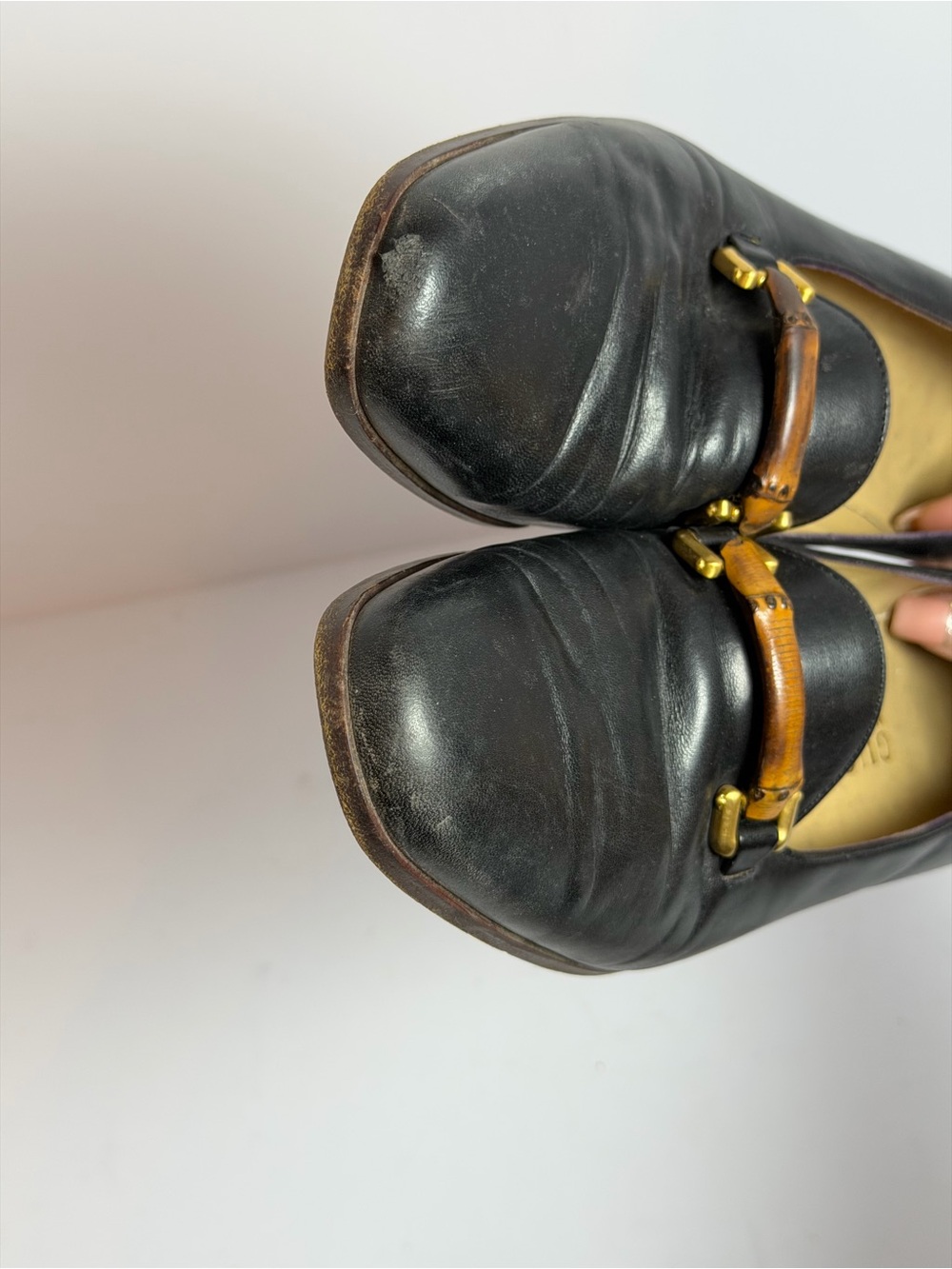 Gucci Black Leather Bamboo Details Loafers Size 36.5 PROJECT - Picture 7 of 11